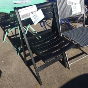 EX HIRE SMALL BLACK FOLDING CHAIR SOLD AS IS