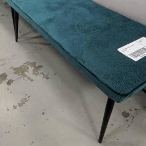 EX-HIRE GREEN VELVET OTTOMAN SOLD AS IS
