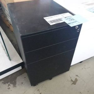 EX HIRE SMALL BLACK FILING CABINET ON WHEELS SOLD AS IS