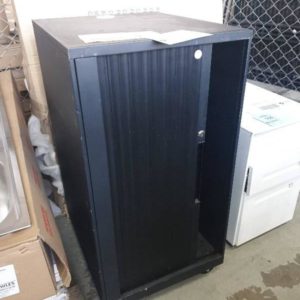 EX HIRE BLACK STORAGE CABINET ON WHEELS SOLD AS IS