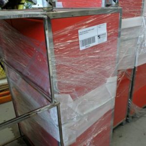 EX HIRE RED MEDIUM STORAGE CABINET ON WHEELS SOLD AS IS