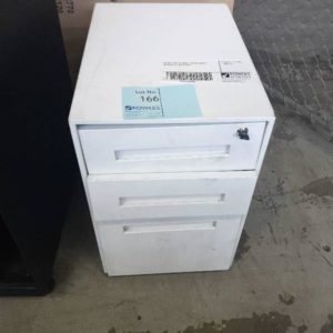 EX HIRE WHITE SMALL FILING CABINET ON WHEELS SOLD AS IS