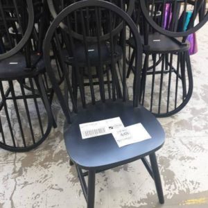 EX HIRE BLACK TIMBER DINING CHAIR SOLD AS IS