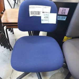 NEW OFFICE CHAIR BLUE MATERIAL WITH WHEELS SOLD AS IS