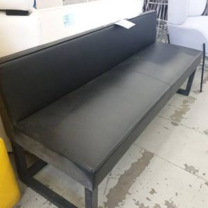 EX HIRE BLACK PU BENCH SEAT WITH BACK SOLD AS IS