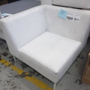 EX HIRE PU CORNER WHITE ARM CHAIR SOLD AS IS