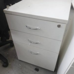 EX HIRE WHITE FILING CABINET ON WHEELS SOLD AS IS