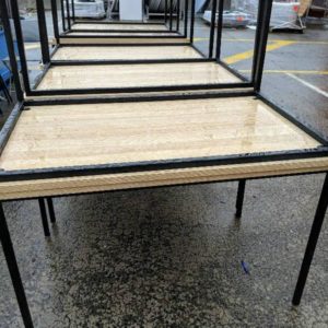 EX HIRE LAMINATE TABLE WITH METAL FRAME SOLD AS IS