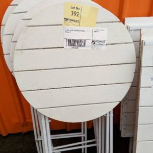 EX HIRE WHITE ROUND BAR TABLE SOLD AS IS