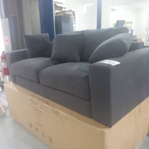 NEW KAI 2 SEATER LICORICE UPHOLSTERED COUCH