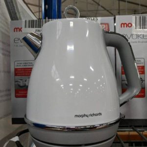 NEW MORPHY EVOKE JUG KETTLE WHITE 1.5 LITRE CAPACITY MATTE FINISH WITH 360 DEGREE CORDLESS BASE RRP$119 MODEL 104409 WITH 3 MONTH WARRANTY