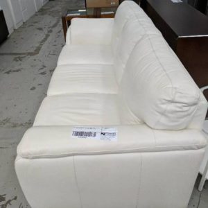 DISPLAY HOME CREAM LEATHER COUCH SET  3 SEATER AND 2 SEATER SOLD AS IS