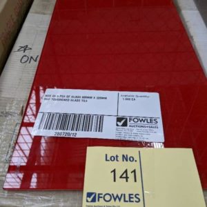 BOX OF 5 PCE OF GLASS 600MM X 320MM RED TOUGHENED GLASS TILE