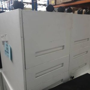 EX HIRE SMALL WHITE FILING CABINET ON WHEELS SOLD AS IS