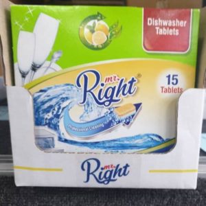 1 CARTON CONTAINING 8 BOXES OF MR RIGHT DISHWASHING TABLETS (15 TABS PER BOX TOTAL OF 120 TABS)