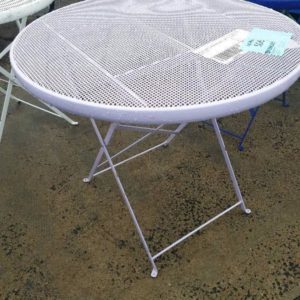 EX HIRE PURPLE LOW METAL FOLDING TABLE SOLD AS IS