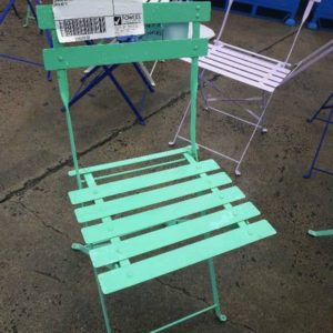 EX HIRE GREEN METAL FOLDING CHAIR SOLD AS IS