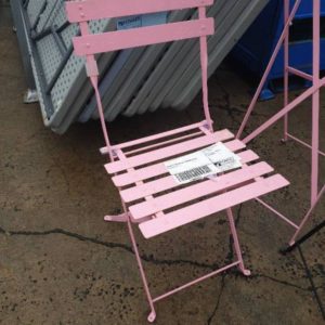 EX HIRE PINK METAL FOLDING CHAIR SOLD AS IS