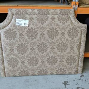 EX HIRE UPHOLSTERED PATTERN BEDHEAD DOUBLE SIZE SOLD AS IS SOME MINOR MARKS ON EDGE