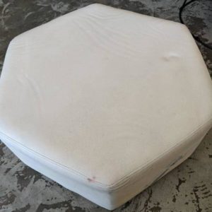 EX HIRE - WHITE PU SMALL OTTOMAN SOLD AS IS