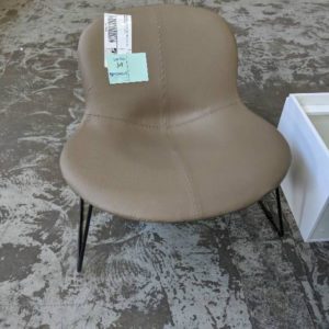 EX HIRE - BEIGE PU CHAIR ON BLACK FRAME MINOR MARK SOLD AS IS