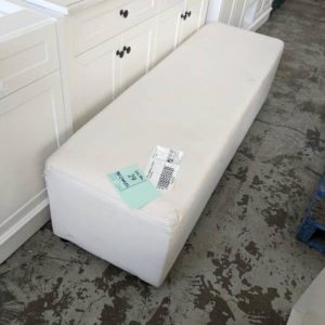 EX HIRE - WHITE PU RECTANGLE OTTOMAN SOLD AS IS SOME MARKS