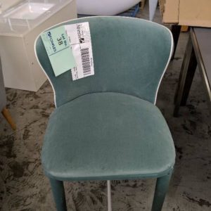 EX HIRE - GREEN VELVET WITH WHITE PIPING BAR STOOL SOLD AS IS
