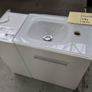 EX DISPLAY 400MM WALL HUNG SLIM LUSH VANITY WITH WHITE GLASS TOP *SLIGHT CHIP IN GLASS TOP AT THE REAR SOLD AS IS**