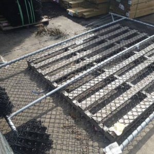 LARGE FENCE PANEL WITH BLACK MESH & BARBED WIRE TOP