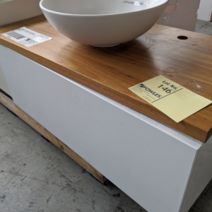 EX DISPLAY RIFCO WALL HUNG VANITY WITH TIMBER TOP AND LOTUS MATTE BOWL RRP$1950