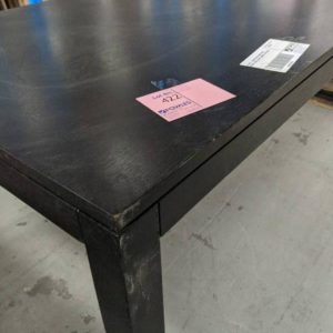 EX HIRE - DARK BLACK DINING TABLE WOBBLY LEGS SLIGHT DAMAGE SOLD AS IS