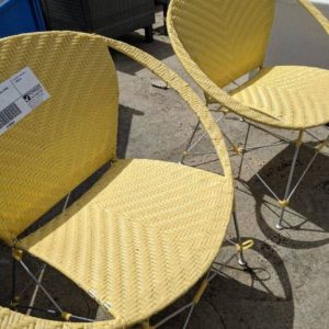 EX HIRE PAIR OF YELLOW RATTAN CHAIRS SOLD AS IS