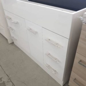 1200MM GLOSS WHITE VANITY CABINET ONLY SOLD AS IS