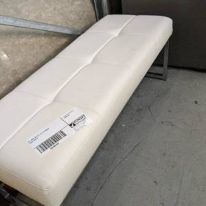 EX HIRE WHITE PU OTTOMAN SOLD AS IS