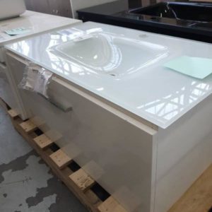 EX DISPLAY HILTON 900MM VANITY CABINET WITH 900MM GLASS TOP