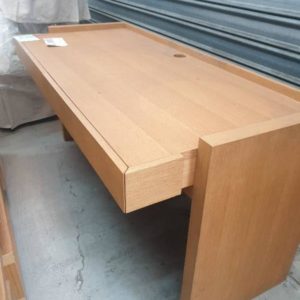 EX HIRE - LIGHT TIMBER DESK SOLD AS IS
