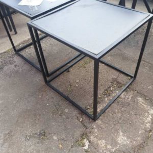 EX HIRE BLACK METAL SIDE TABLE SOLD AS IS