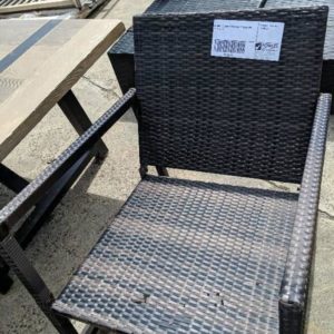 EX HIRE BROWN RATTAN CHAIR DAMAGED SOLD AS IS