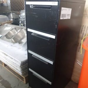 SECOND HAND BLACK FILING CABINET SOLD AS IS