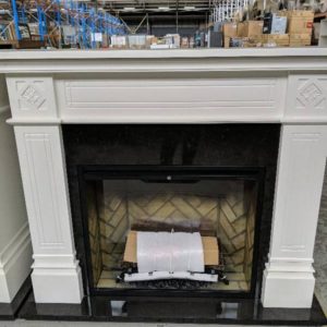 EX DISPLAY ELECTRIC FIREPLACE 2KW WHITE CARVED OSBOURNE REVILLUSION SUITE PLEASE NOTE LIGHT MARKS ON SURROUND 3 MONTH WARRANTY ON FIREPLACE RRP$2799 OSB20C