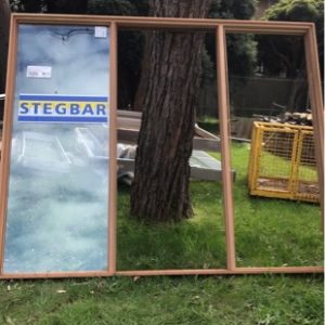 2200X2700 TIMBER ENTRY FRAME WITH 1 SIDE GLAZED- (ALL WINDOW LOTS TO BE PURCHASED VIA ABSENTEE BIDDING ONLY. BIDS TO BE IN BY 10AM WEDNESDAY MORNING)