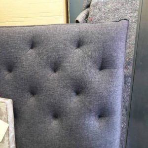 EX DISPLAY KING SIZE GAS LIFT FABRIC UPHOLSTERED BED FRAME DARK GREY SOLD AS IS RRP$1400