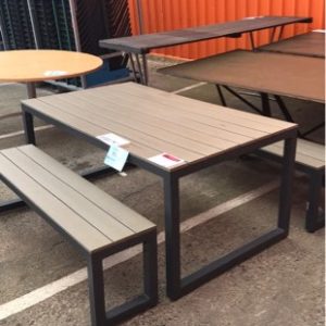 EX DISPLAY EVE 3 PIECE BENCH OUTDOOR DINING SUITE SOLD AS IS