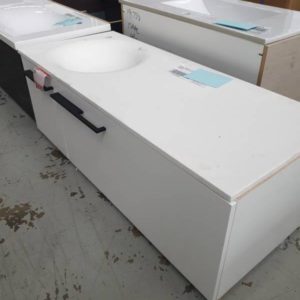 DREAM 1200MM WALL HUNG VANITY MATTE WHITE POLY FINISH KAYLA SOLID WHITE TOP RRP$1400