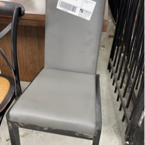 EX DISPLAY ROSETTE DINING CHAIR GREY WITH BLACK LEGS SOLD AS IS