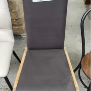 EX DISPLAY ROSETTE DINING CHAIR BROWN WITH OAK LEGS SOLD AS IS