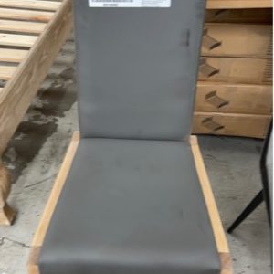 EX DISPLAY ROSETTE DINING CHAIR GREY WITH OAK LEGS SOLD AS IS