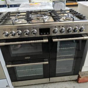 BELLING 900MM BCC900DFSS COOKCENTRE DELUXE LPG RANGE COOKER BLACK WITH 4 OVEN CAVITIES 5 BURNER GAS COOKTOP RRP$5499 WITH 3 MONTH WARRANTY