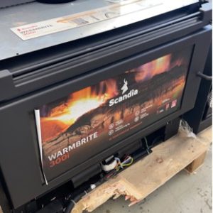SCANDIA WARMBRITE 300i DESIGNED TO FIT INTO EXISTING MASONARY FIREPLACES WITH 3 SPEED FAN HEATS UP TO 280M2 RRP$1699 SOLD AS IS SCRATCH & DENT STOCK SOLD AS IS
