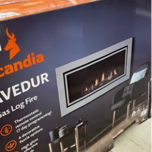 NEW OBSELETE STOCK SCANDIA AVEDUR SCGAS10 LINEAR GAS FIRE PLACE 7 ADJUSTABLE FLAME HEIGHT ZERO CLEARANCE DESIGN BUILT IN MESH GUARD DUAL MULTI SPEED FANS LPG CONVERSION KIT RRP$3999